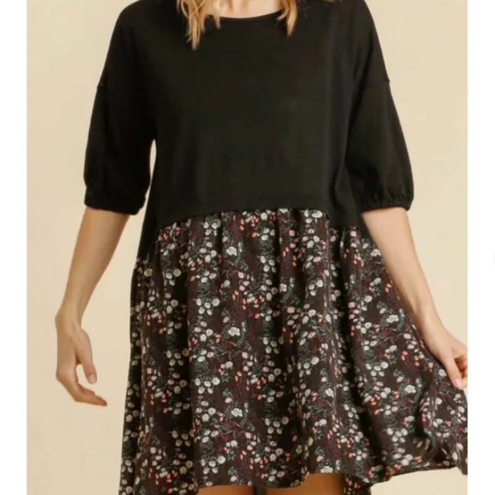 Umgee Half Sleeve Floral Printed Dress